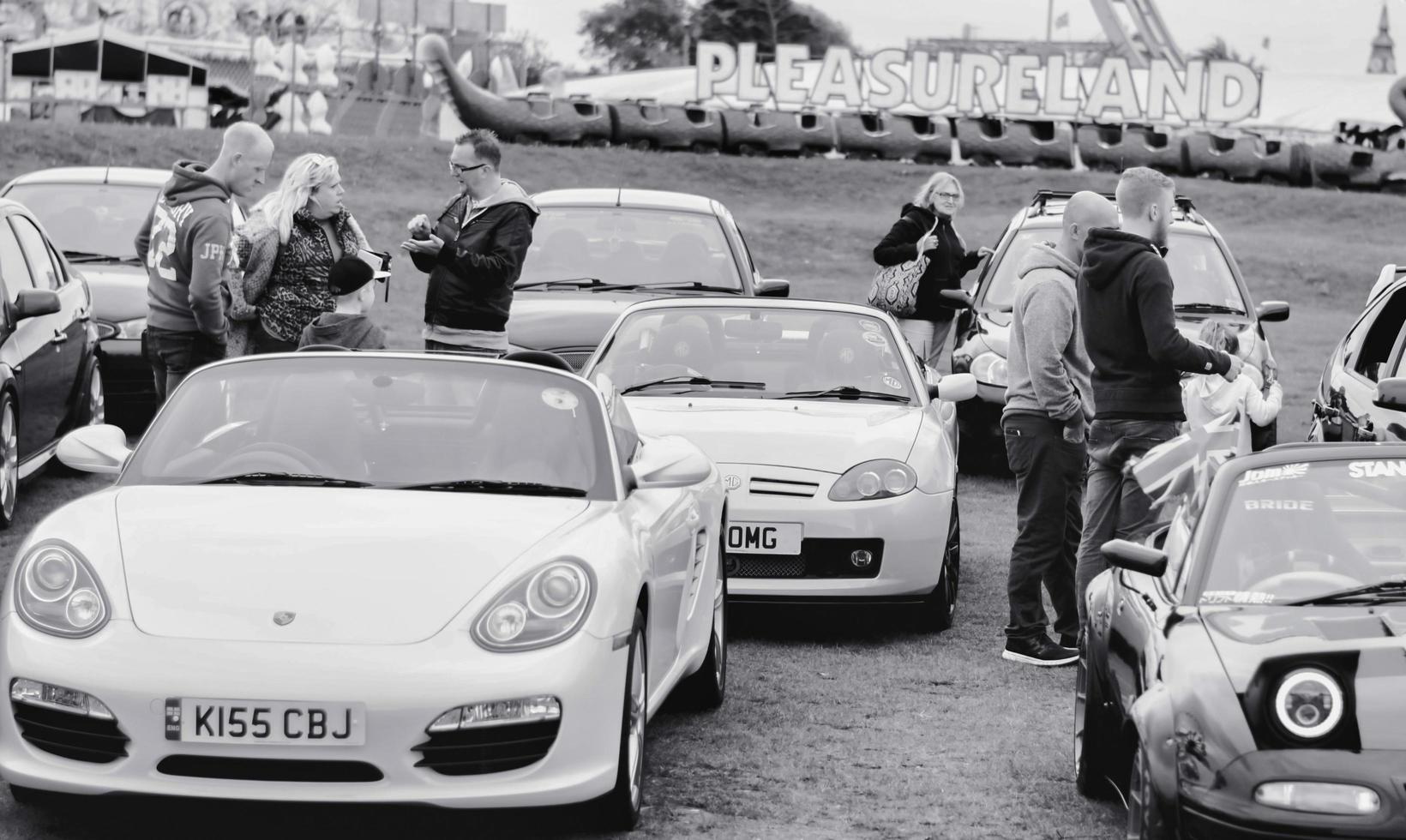 Southport, Inglaterra, Reino Unido, 09 de septiembre de 2017 - Fotografía en blanco y negro del espectáculo de coches tradicionales de Lancashire foto