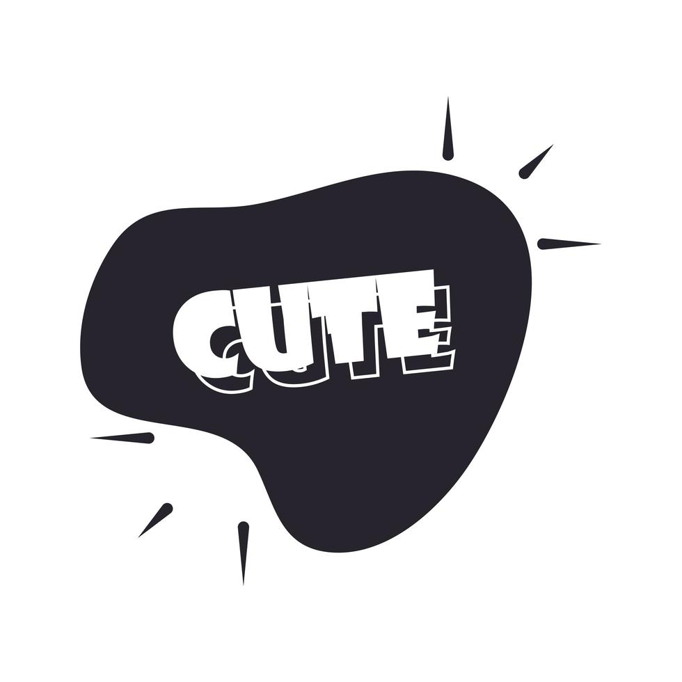 slang bubbles phrase cute in cartoon speech bubble over white background silhouette icon style vector