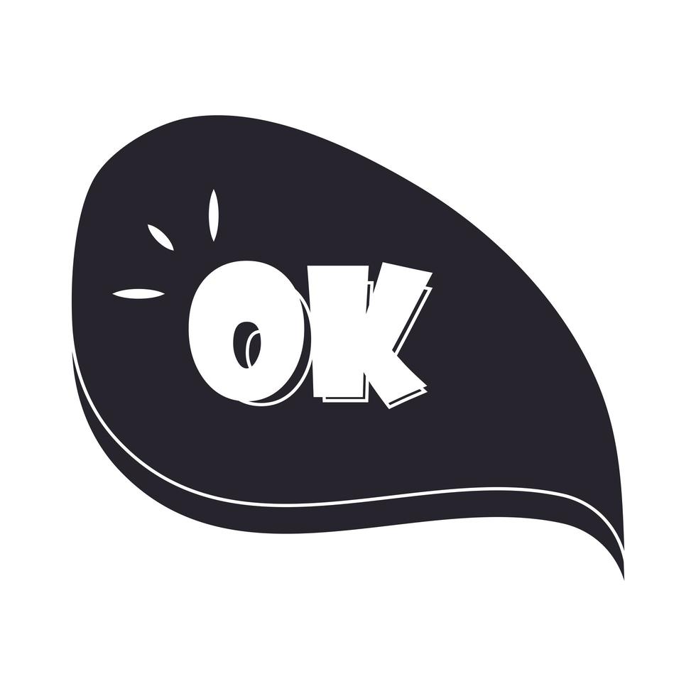 slang bubbles media lettering ok over white background silhouette icon style vector