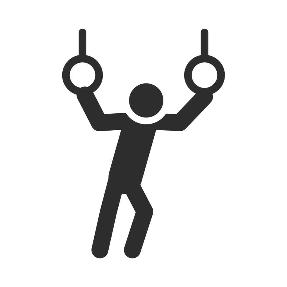 extreme gymnastics rings sport active lifestyle silhouette icon design vector