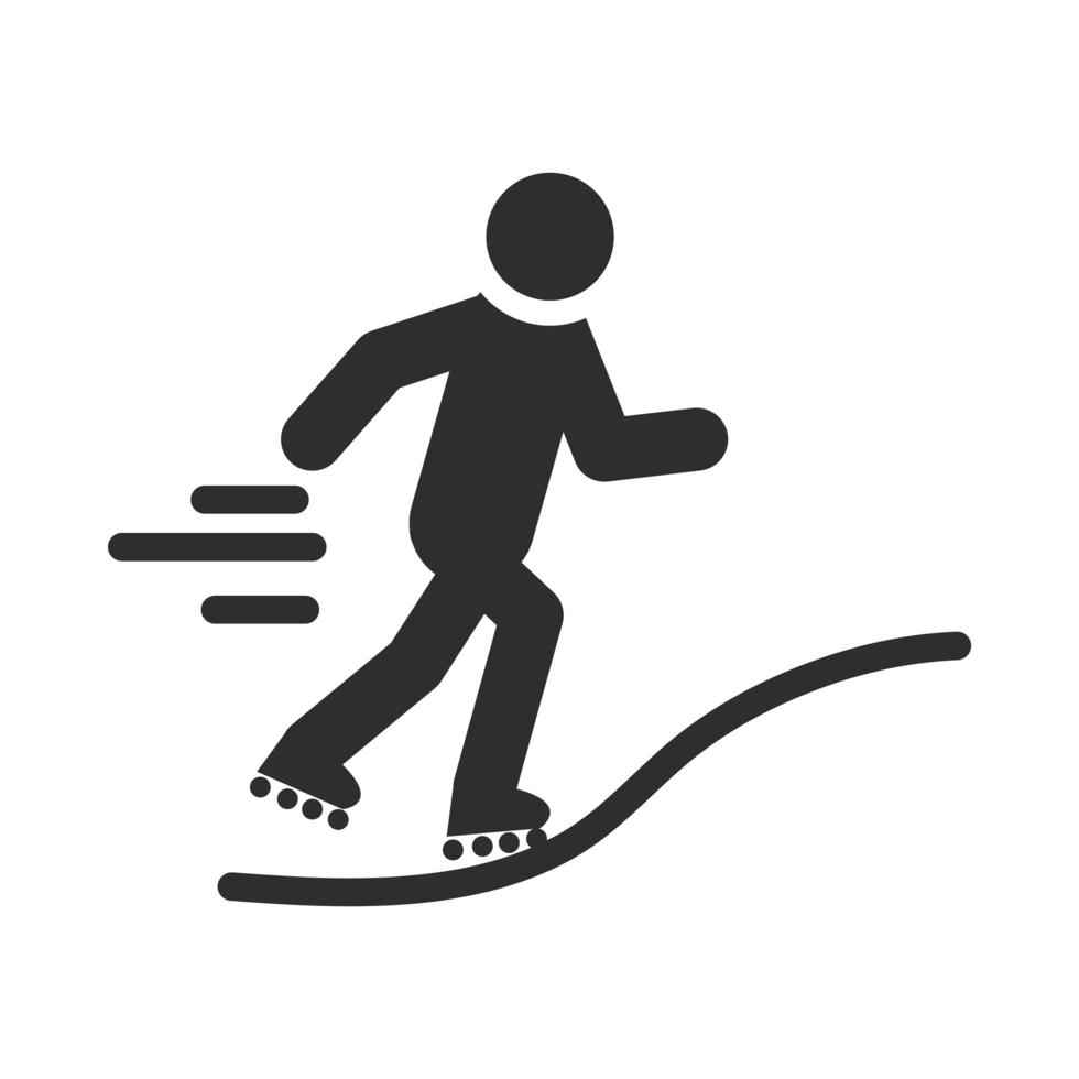 Diseño de icono de silueta de estilo de vida activo de patinaje en línea de deporte extremo vector