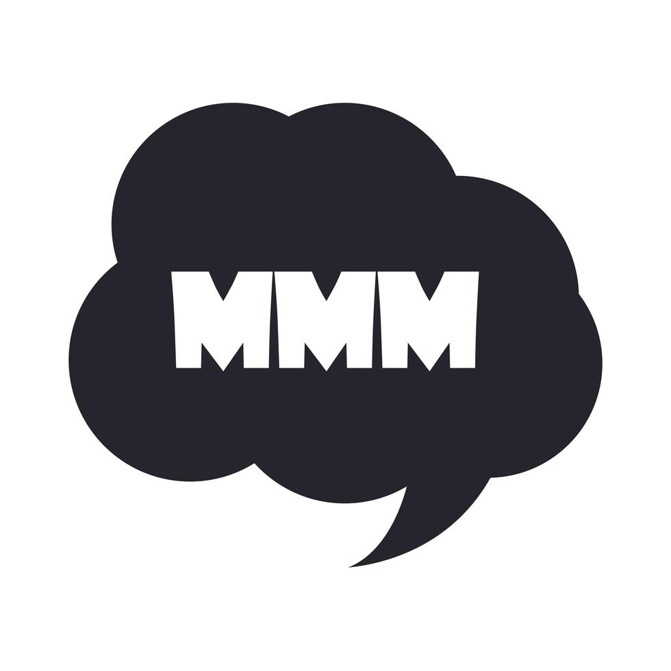 slang bubbles letter mmm cloud over white background silhouette icon style vector