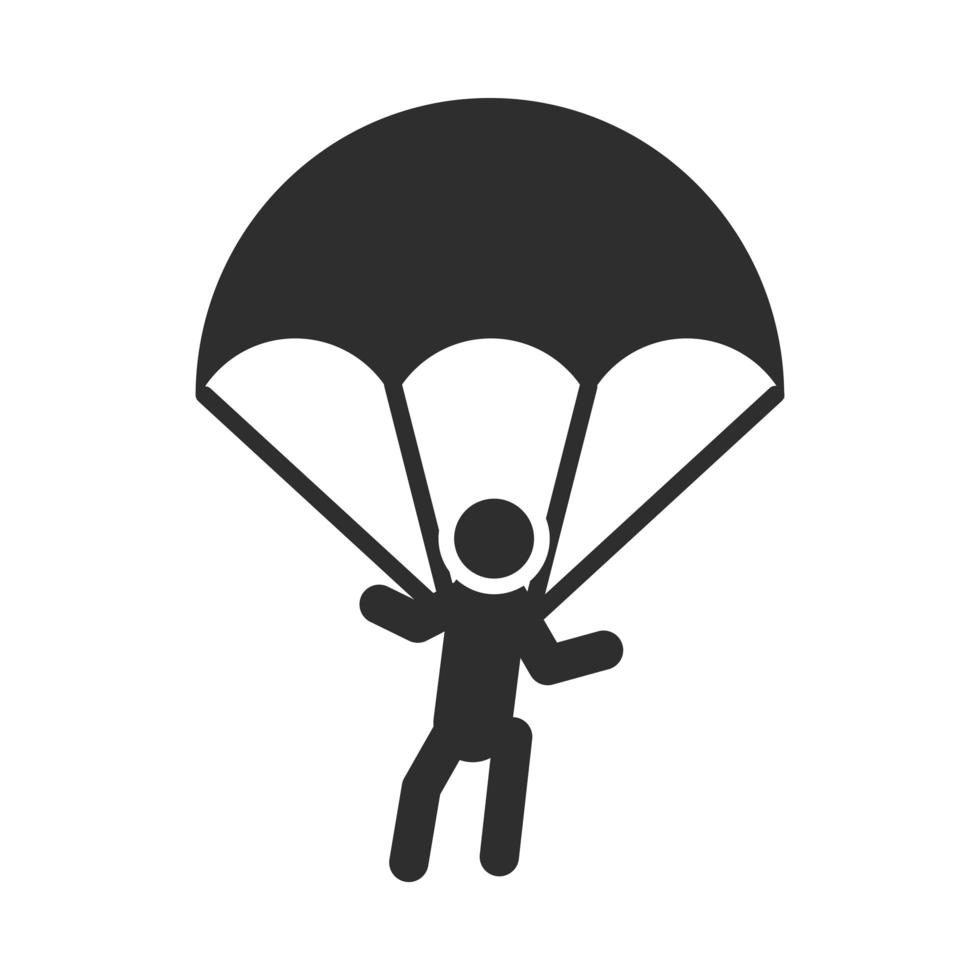 Diseño de icono de silueta de estilo de vida activo de parapente de deporte extremo vector