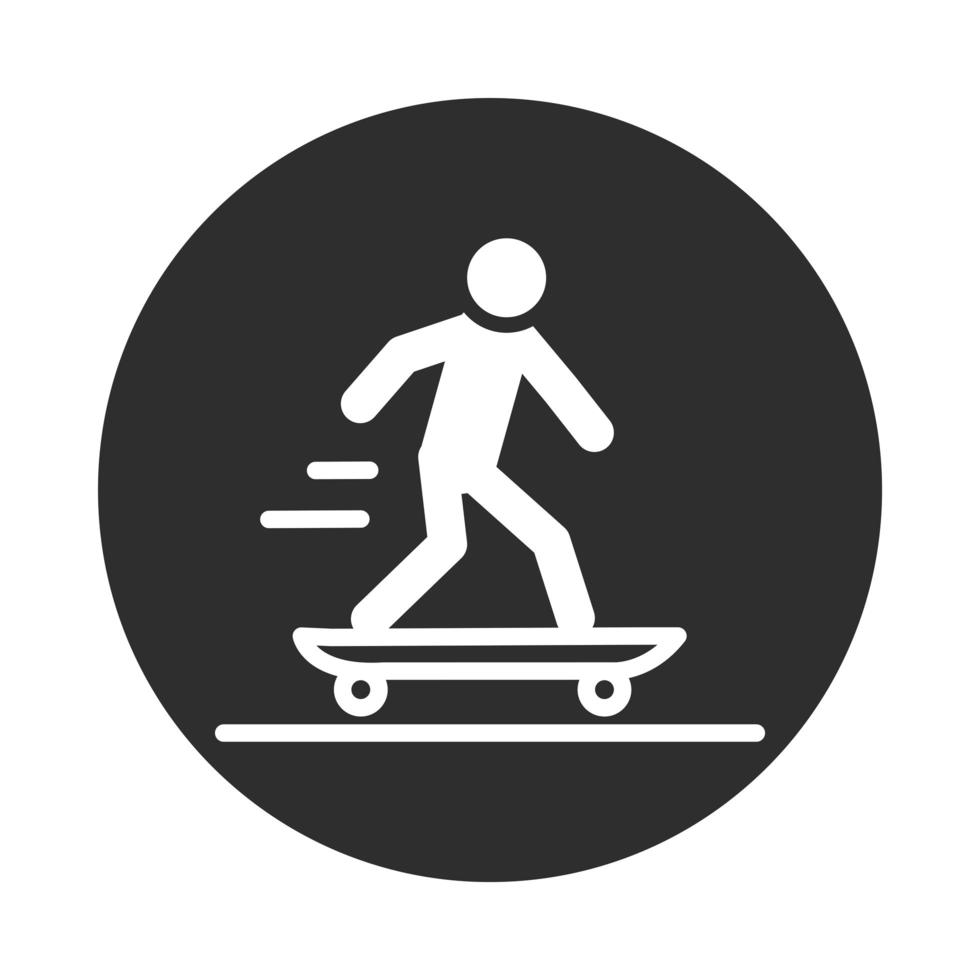 deporte extremo hombre equipo de patineta bloque de estilo de vida activo e icono plano vector