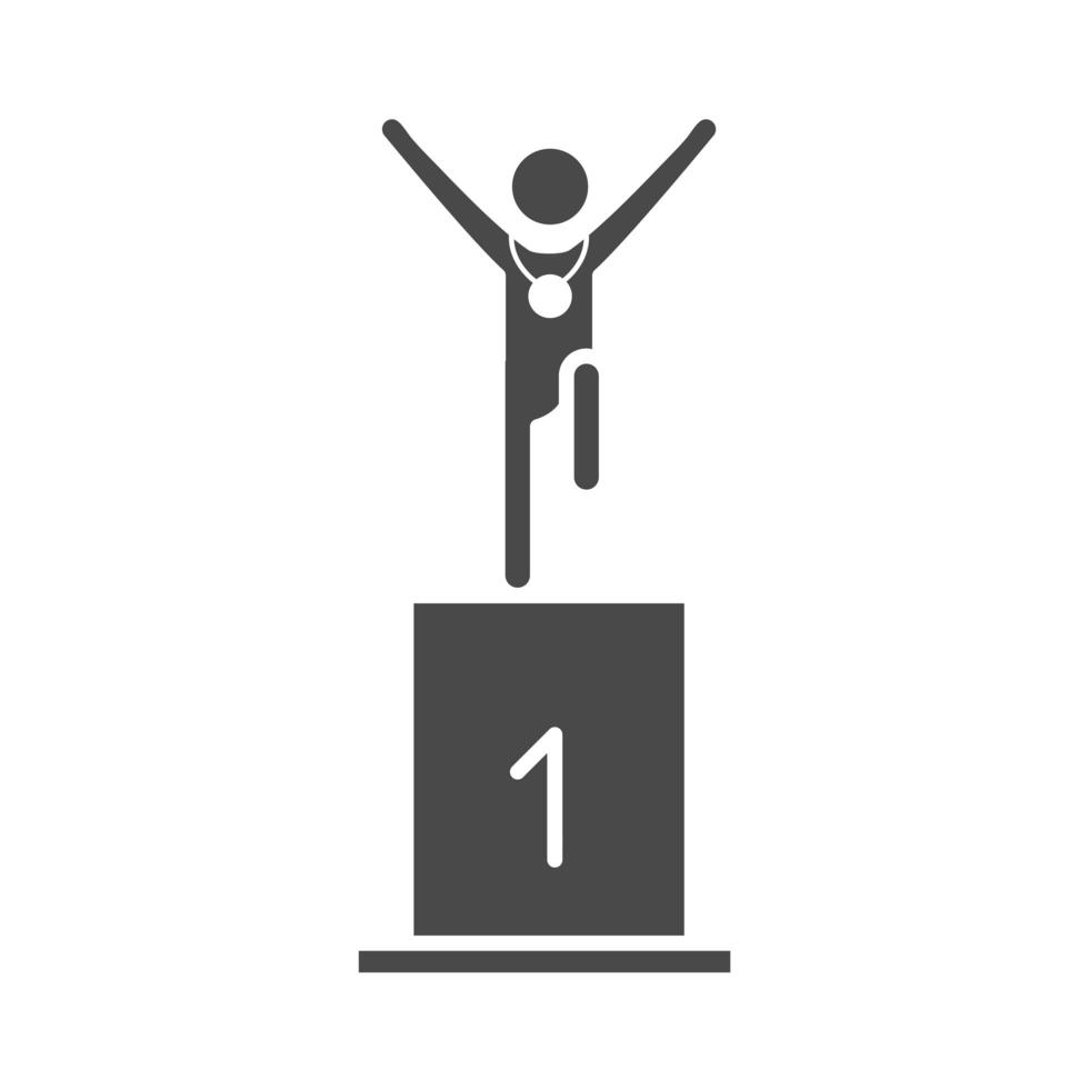 runner man on podium first place running sport race silhouette icon design vector