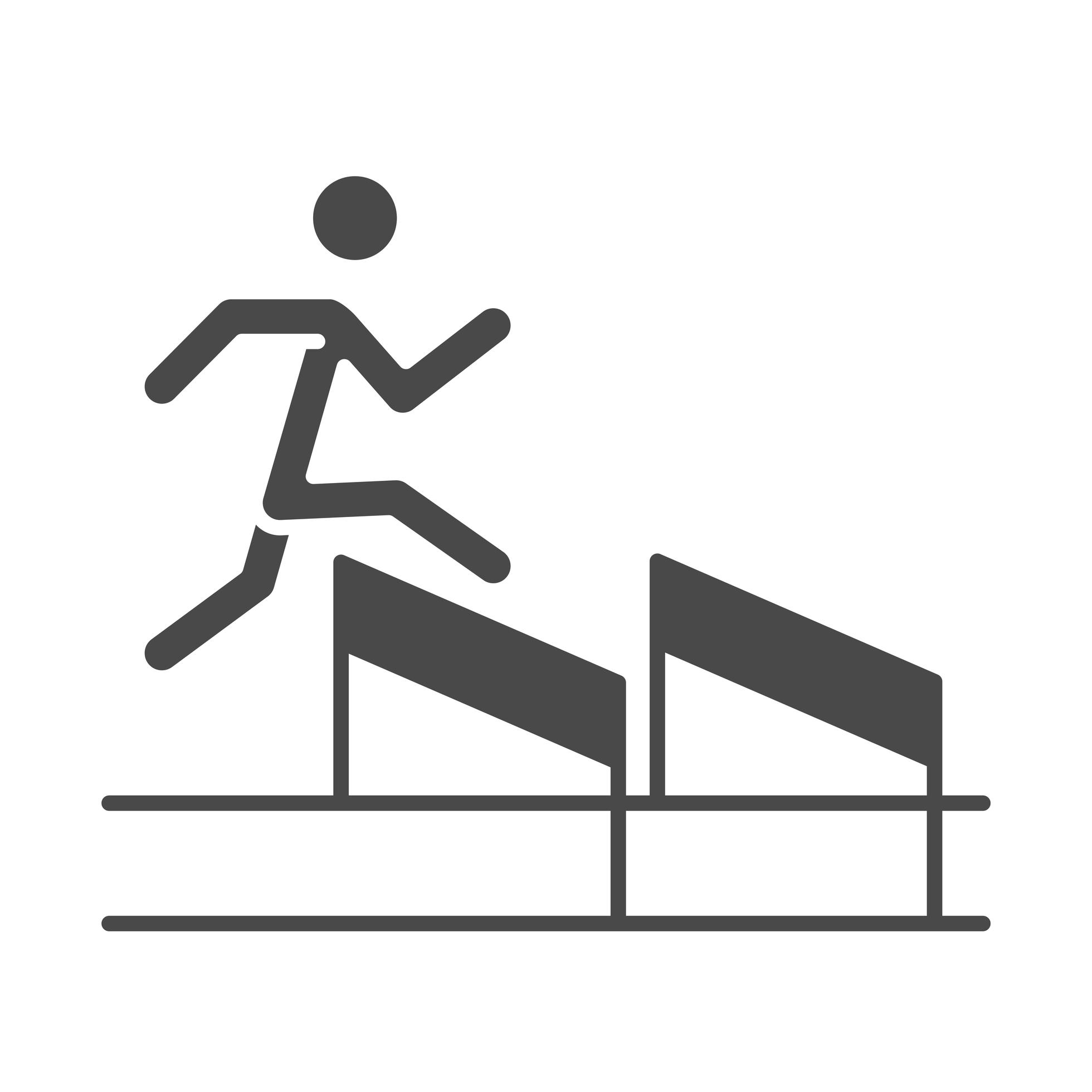 race man jumping over obstacle running sport silhouette icon design