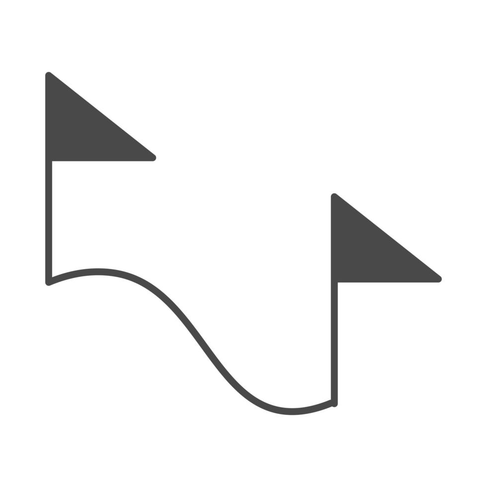 Diseño de icono de silueta de destino de marcador de banderas de ruta vector