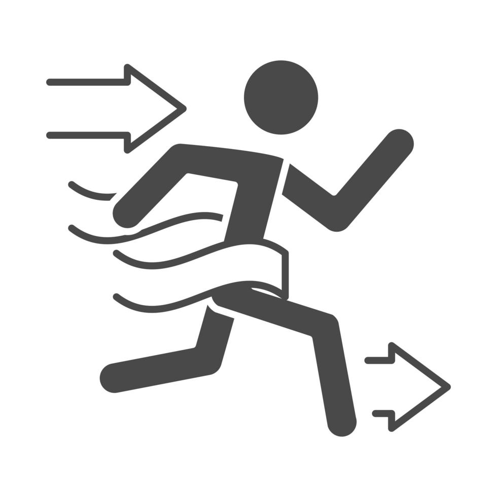 hombre ganador en línea terminar corriendo velocidad deporte carrera diseño de icono lineal vector