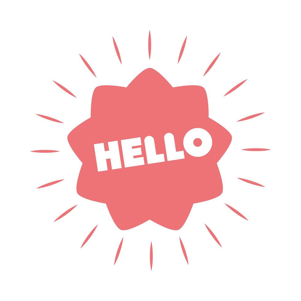 slang bubbles hello sticker over white background flat icon design vector