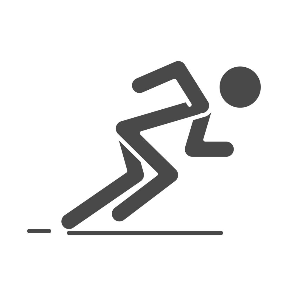 runner in ready posture to sprint speed sport race silhouette icon design vector
