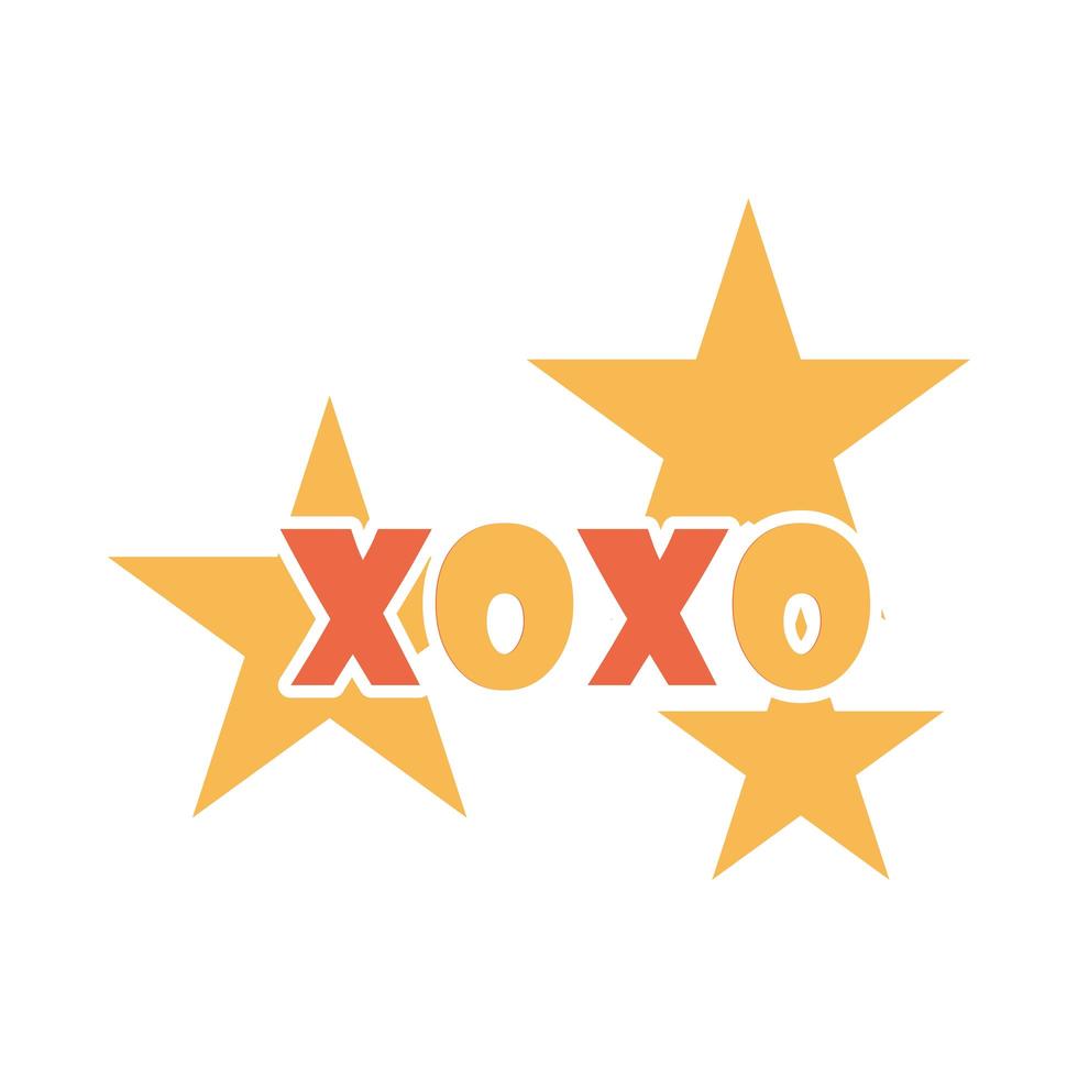 slang bubbles xoxo lettering stars over white background flat icon design vector