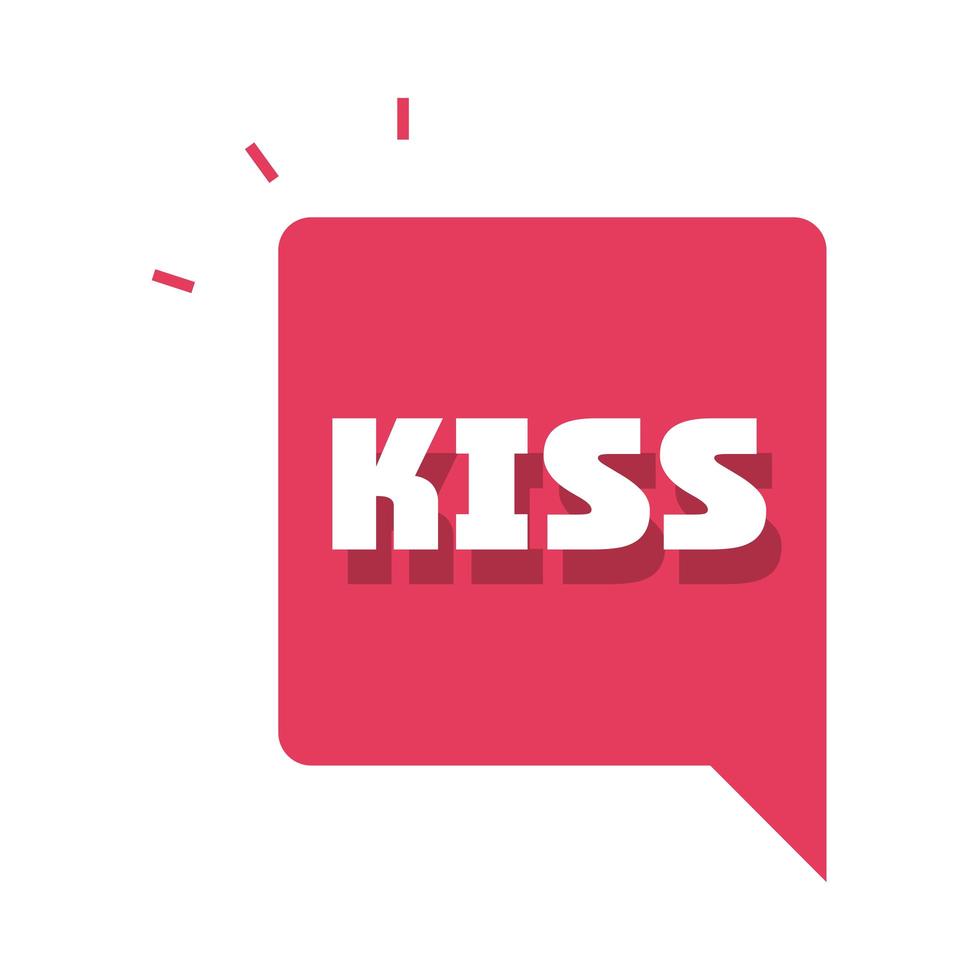 slang bubbles kiss single word over white background flat icon design vector