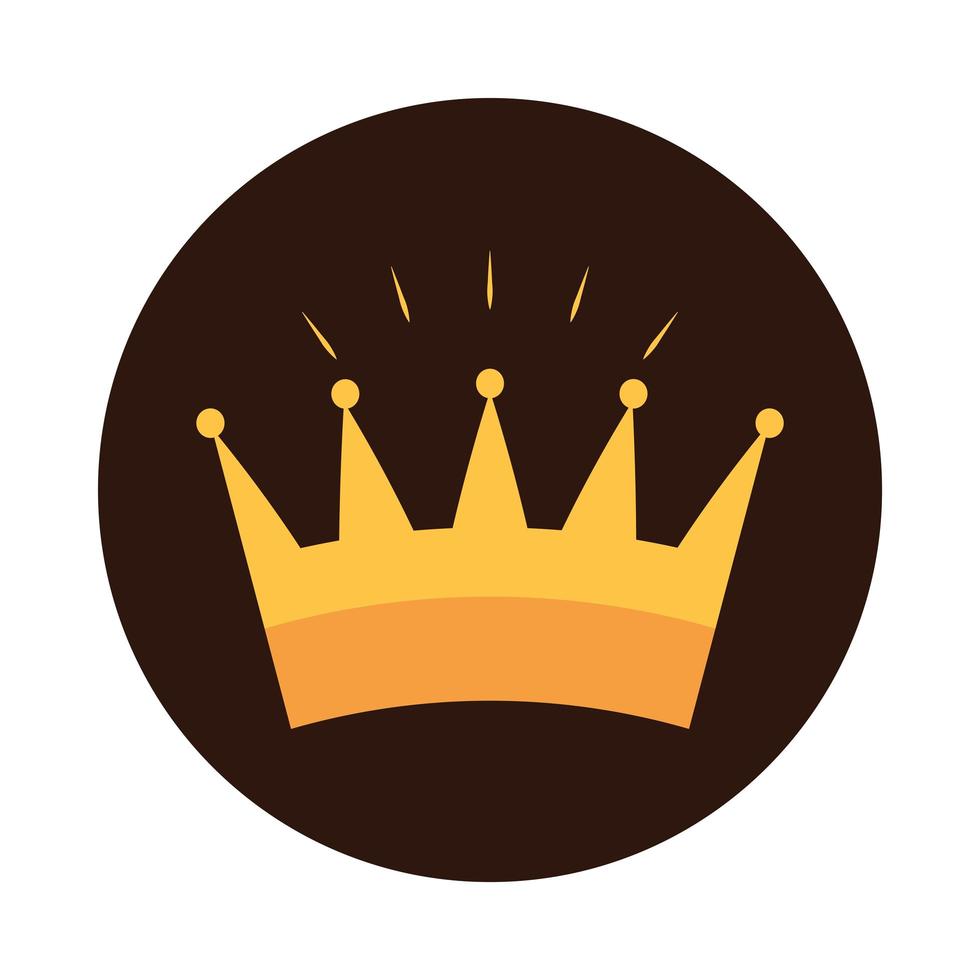 gold crown monarchy royalty block flat icon design vector