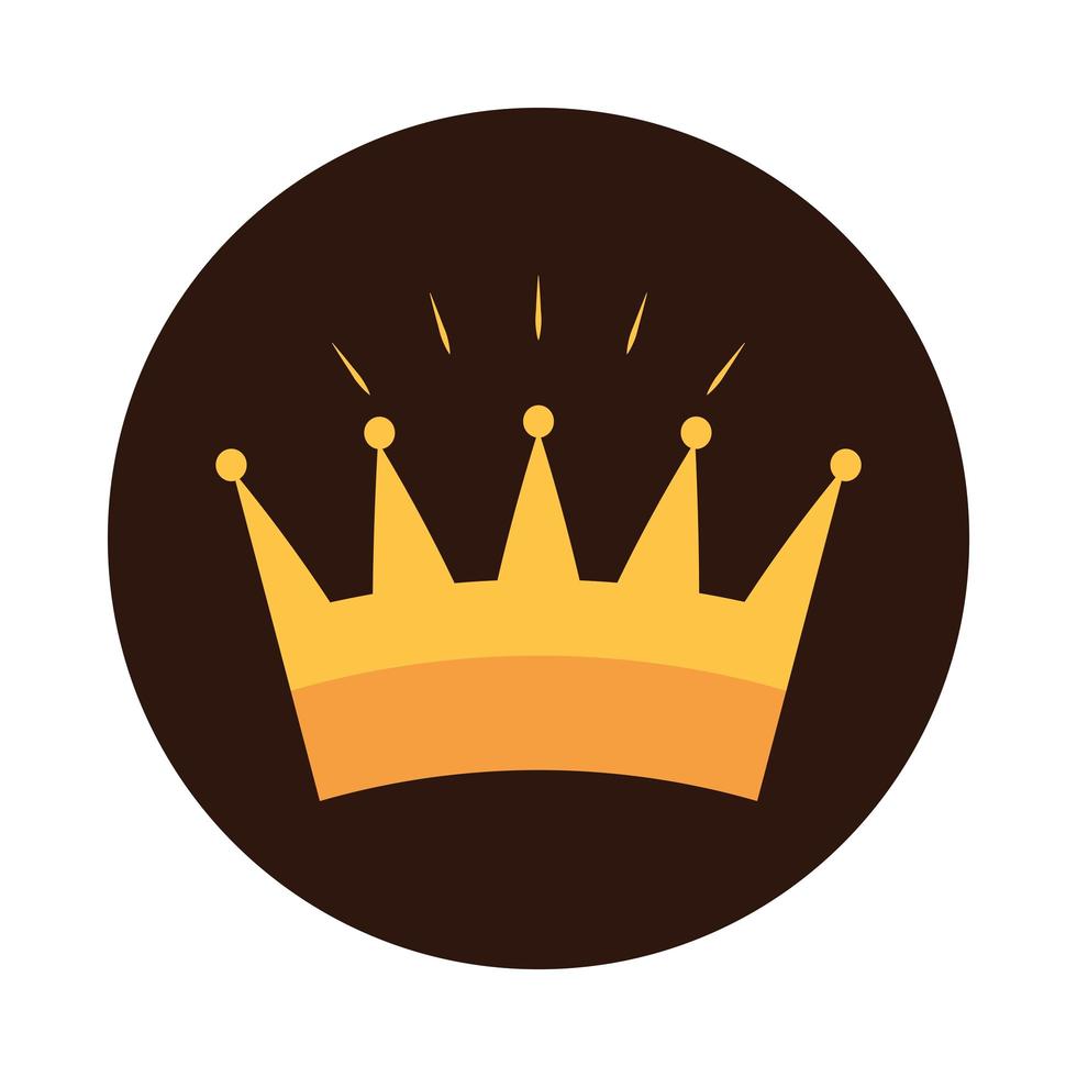 gold crown monarchy royalty block flat icon design vector