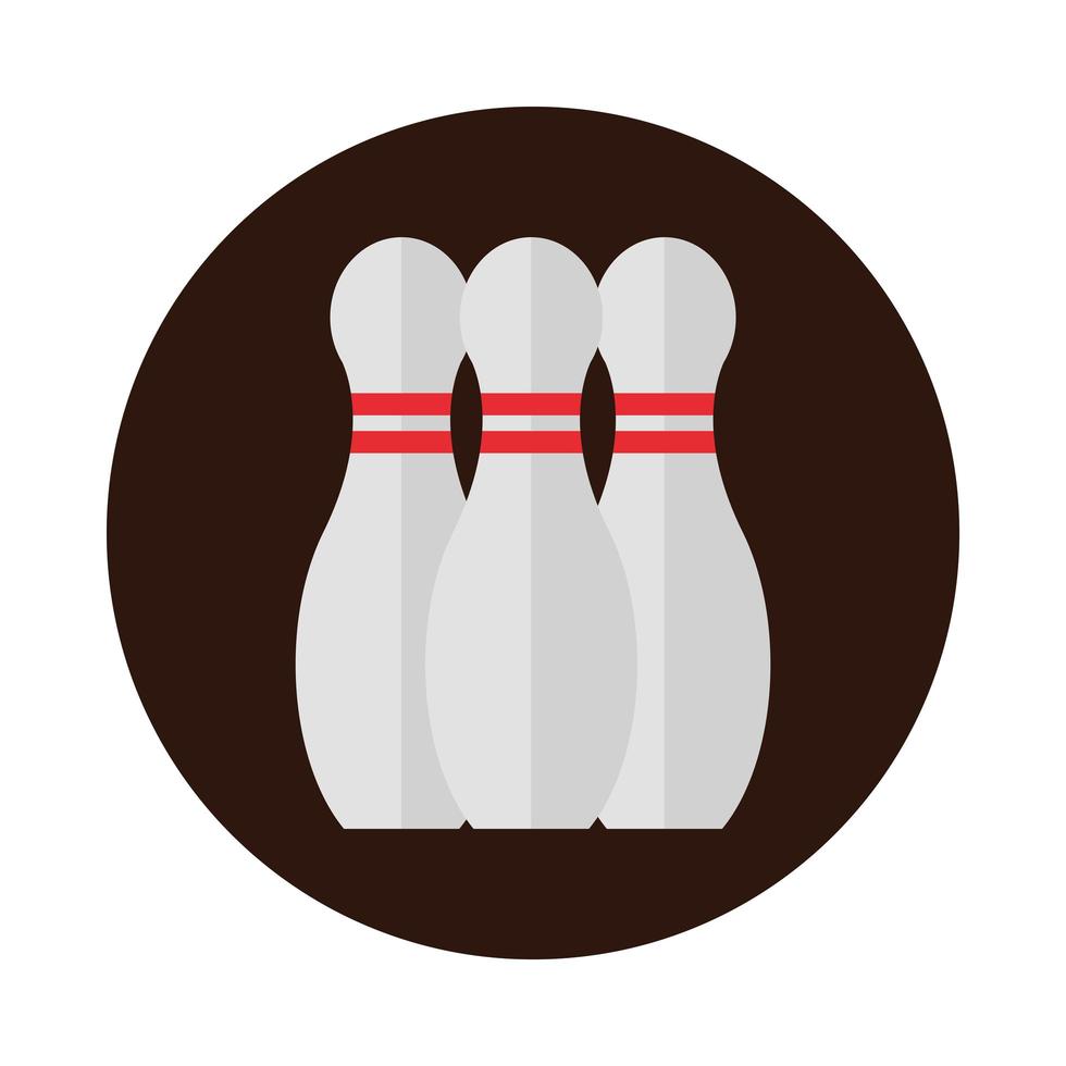 bowling skittles with red stripes game recreational sport block flat icon design vector