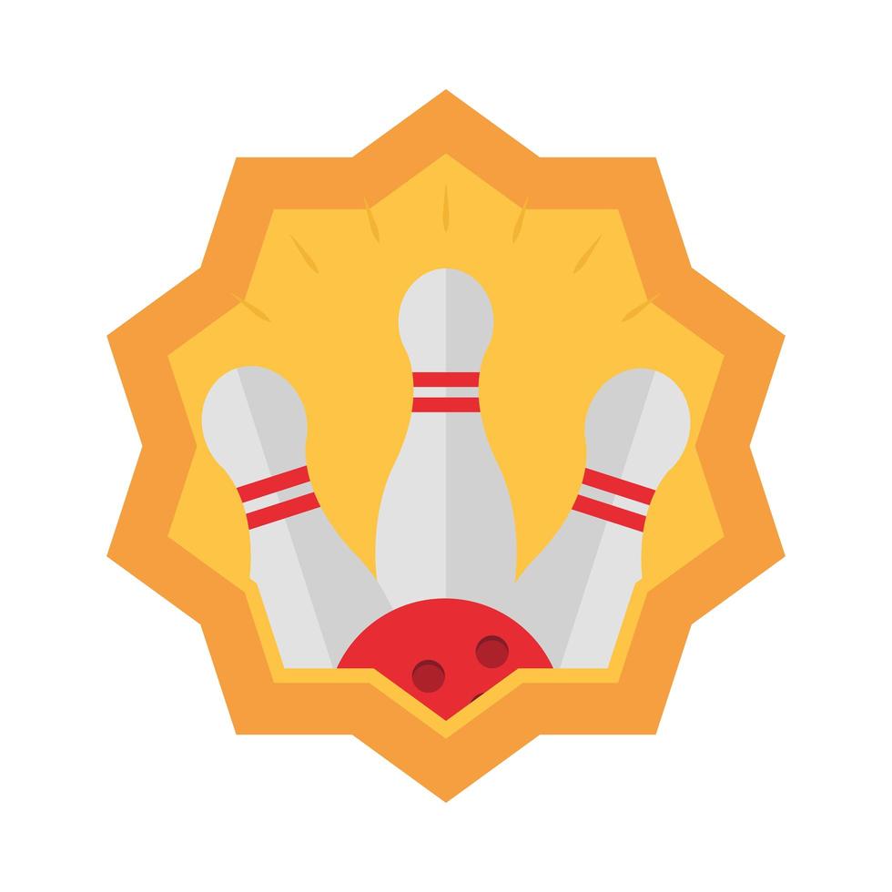 bowling pins and ball championship game recreational sport label flat icon design vector