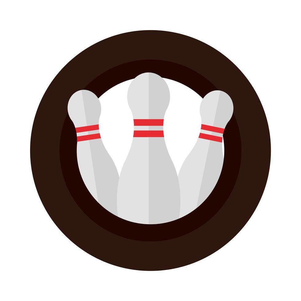 bowling skittles black circle game recreational sport block flat icon design vector