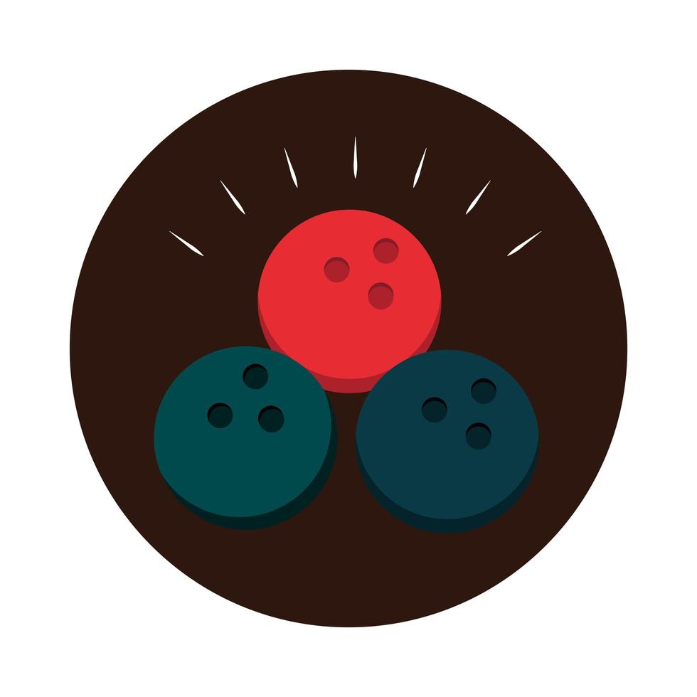 bowling red and black balls equipment recreational sport block flat icon design vector