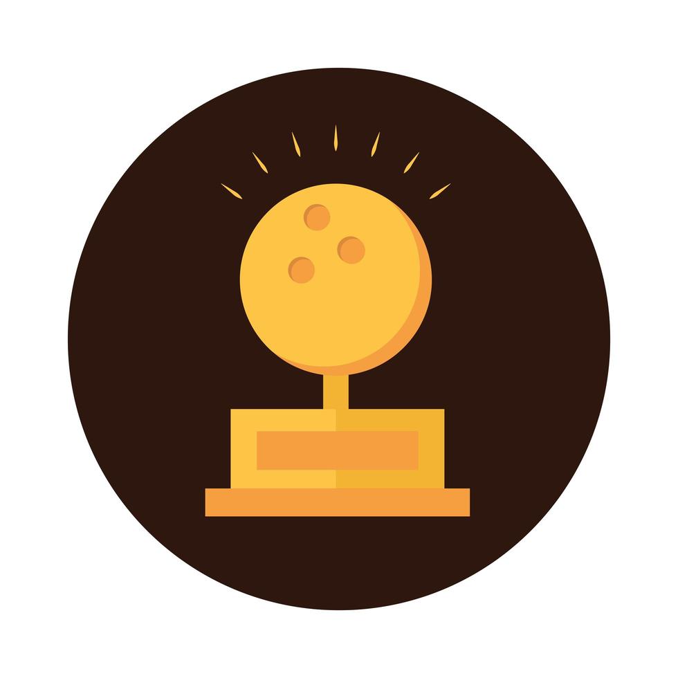 bowling golden trophy ball league game sport block flat icon design vector