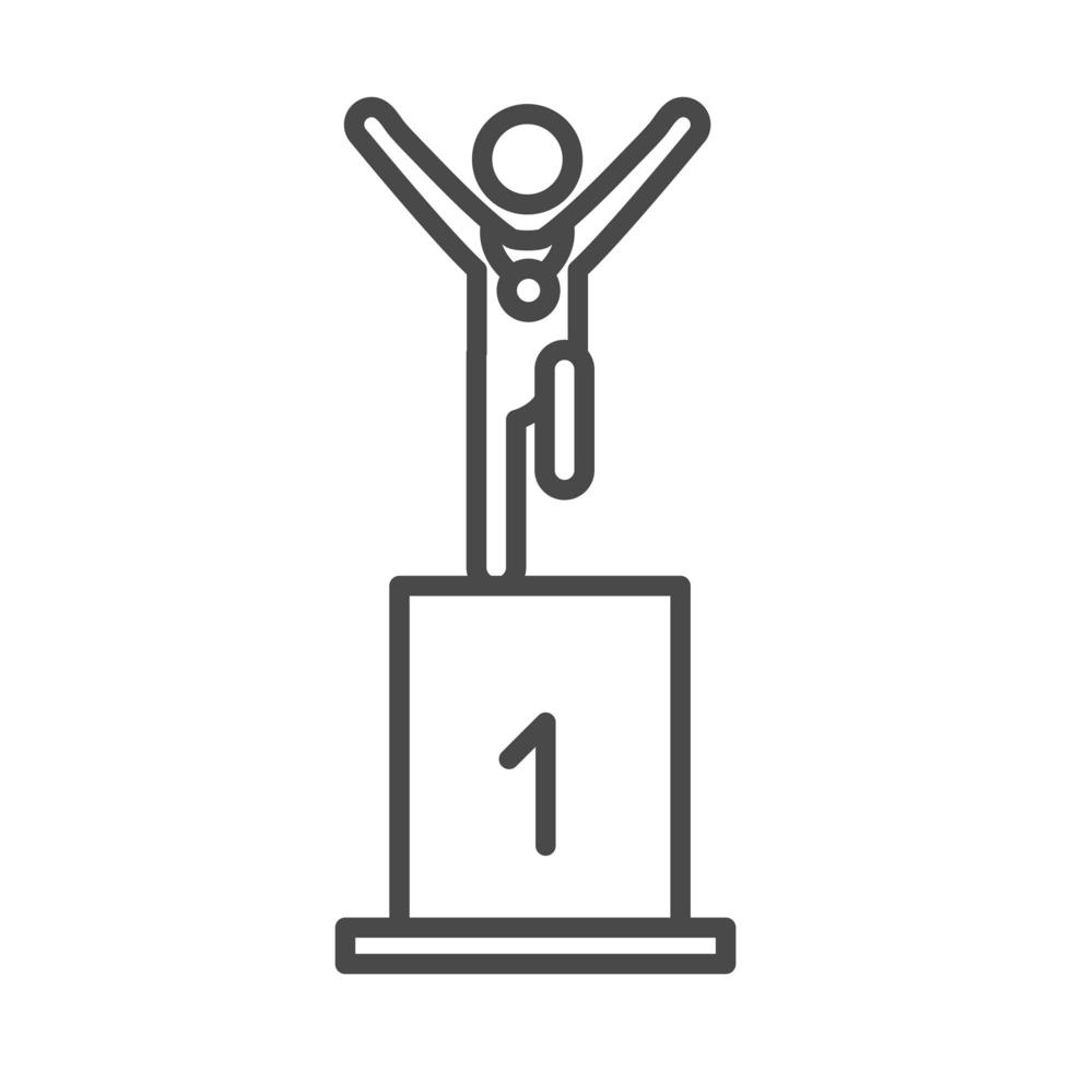 runner man on podium first place running sport race line icon design vector