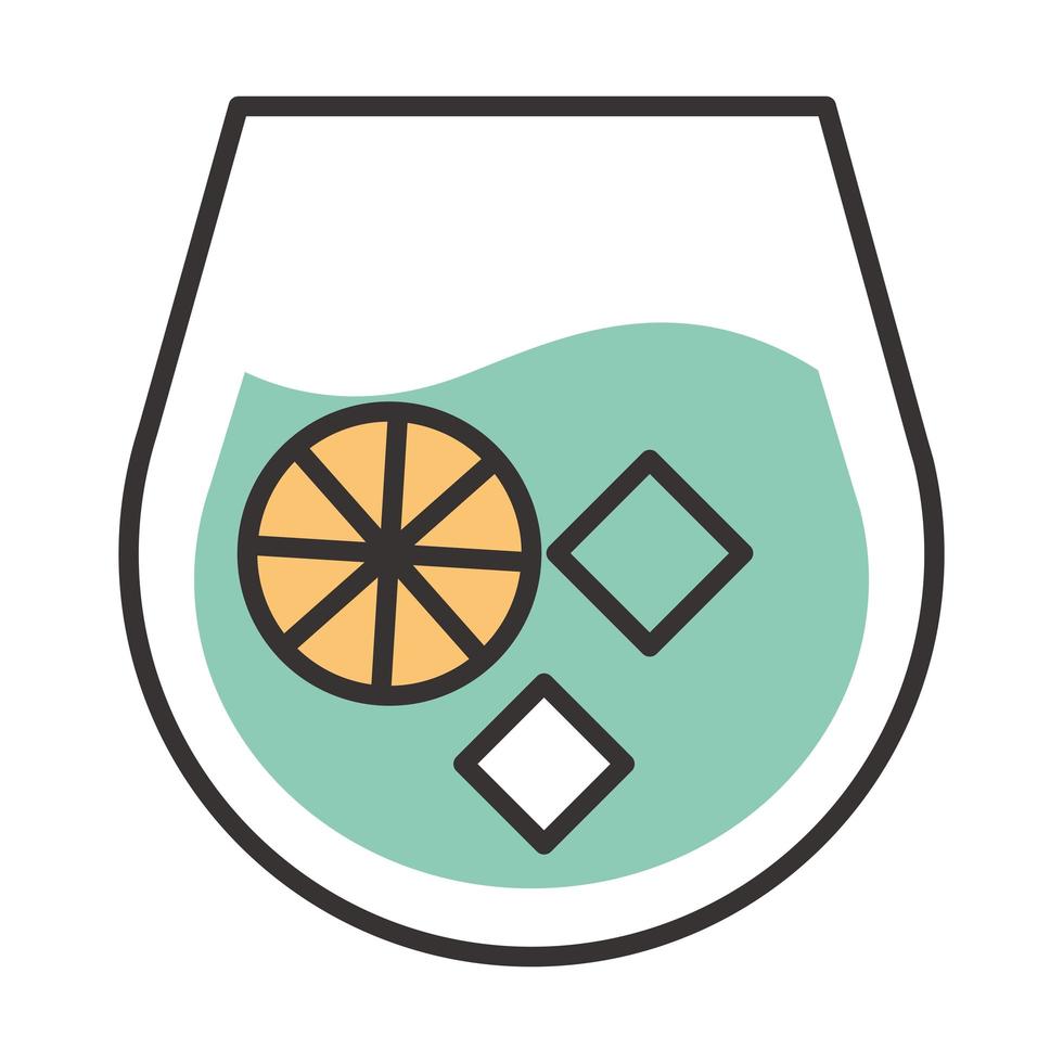 cocktail icon citrus fruit drink liquor refreshing alcohol line and fill design vector