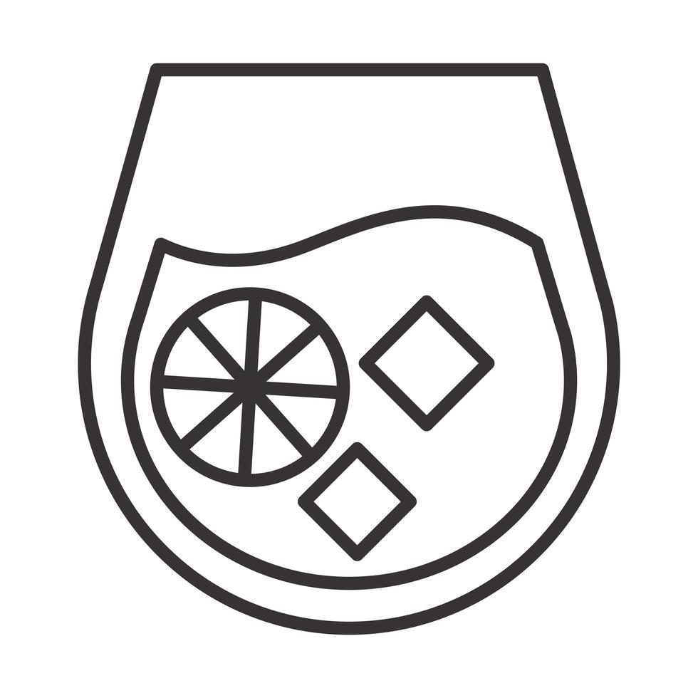 icono de cóctel bebida de cítricos licor alcohol refrescante diseño de estilo de línea vector