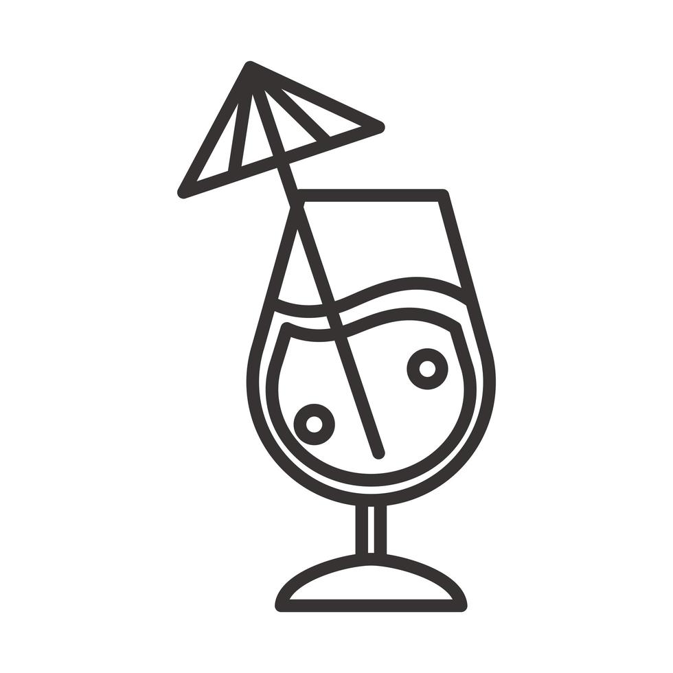 cocktail icon glass cup with umbrella drink liquor refreshing alcohol line style design vector