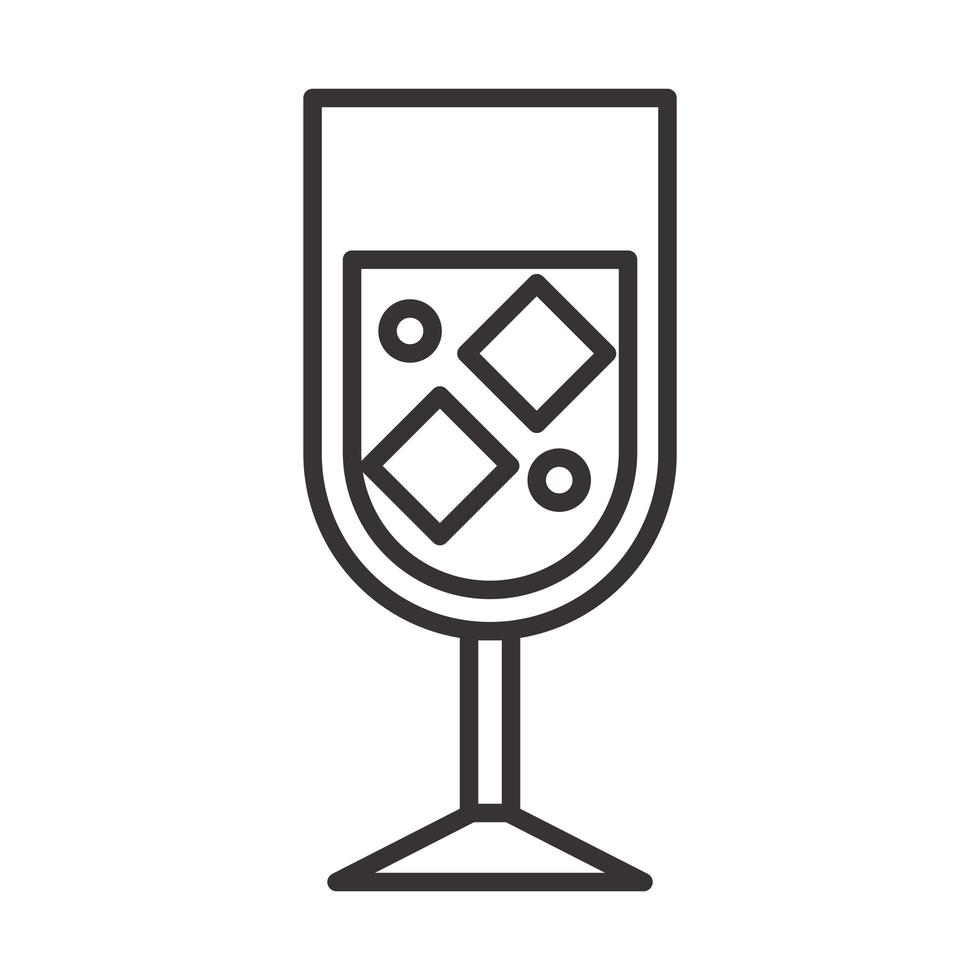 cocktail icon glass cup ice drink liquor refreshing alcohol line style design vector