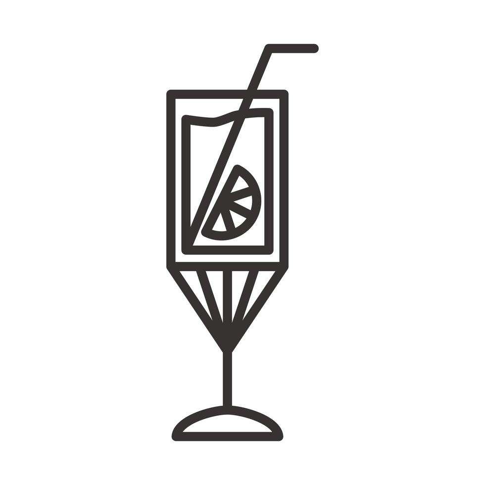 cocktail icon delicious drink liquor refreshing alcohol line style design vector