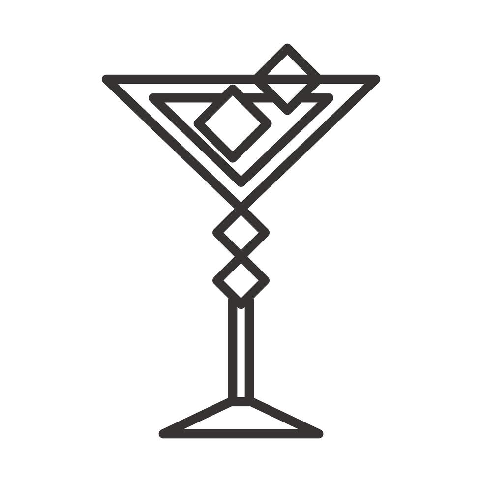 cocktail icon glass cup with ice cubes drink liquor refreshing alcohol line style design vector