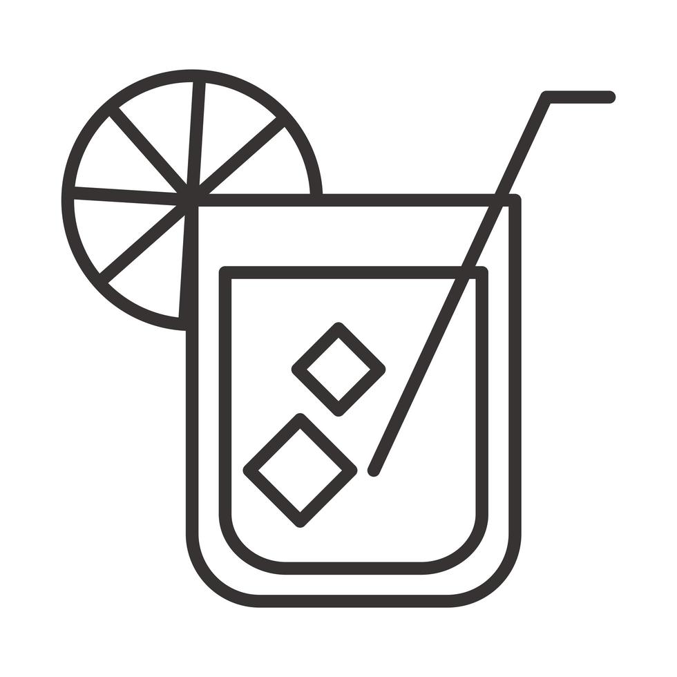 cocktail icon glass with iced drink liquor refreshing alcohol line style design vector