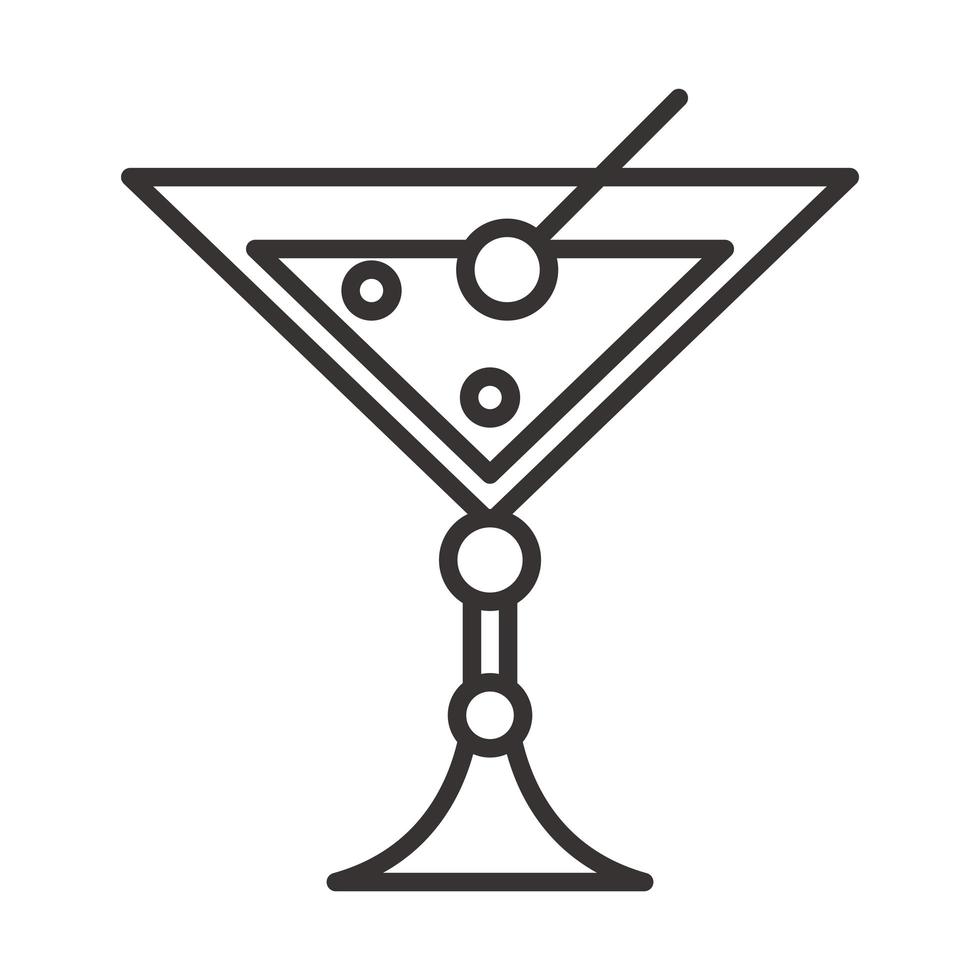 icono de cóctel bebida jugosa fresca licor alcohol diseño de estilo de línea vector