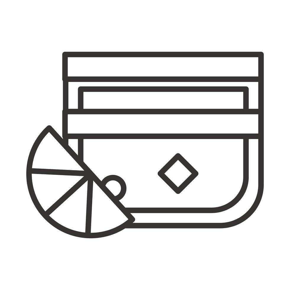 glass cocktail with slice lime icon drink liquor refreshing alcohol line style design vector