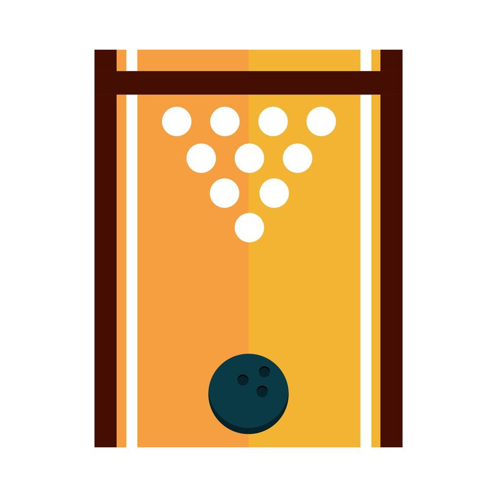 bowling game recreational sport top view alley ball and pins flat icon design vector