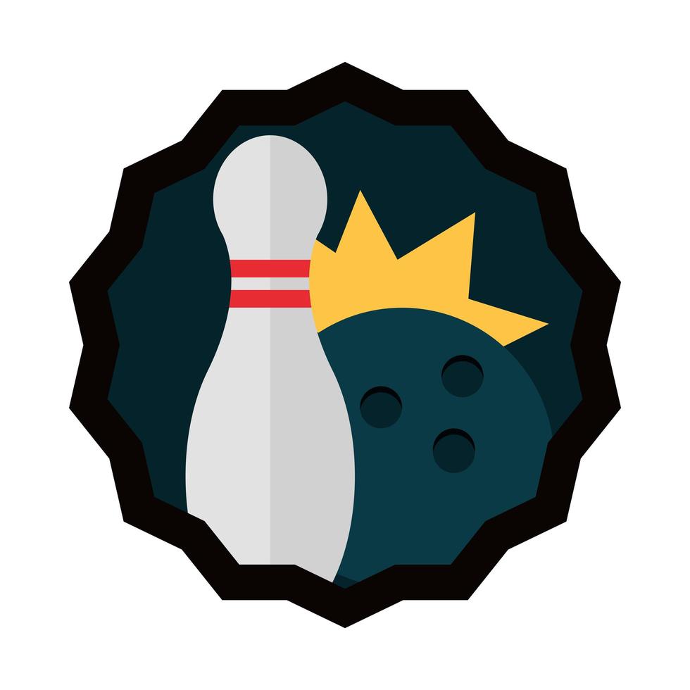 bowling black ball and pin game hobby sport flat icon design vector