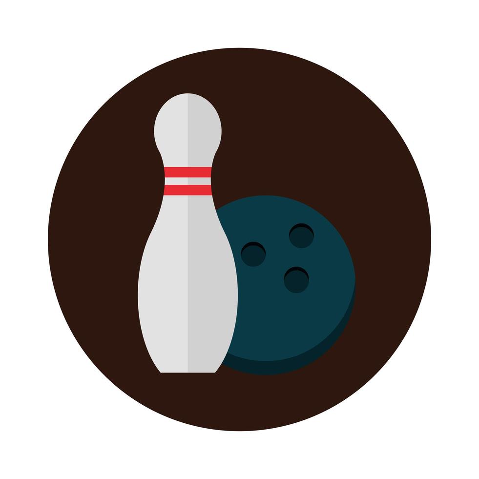 bowling ball and pin equipment game recreational sport block flat icon design vector