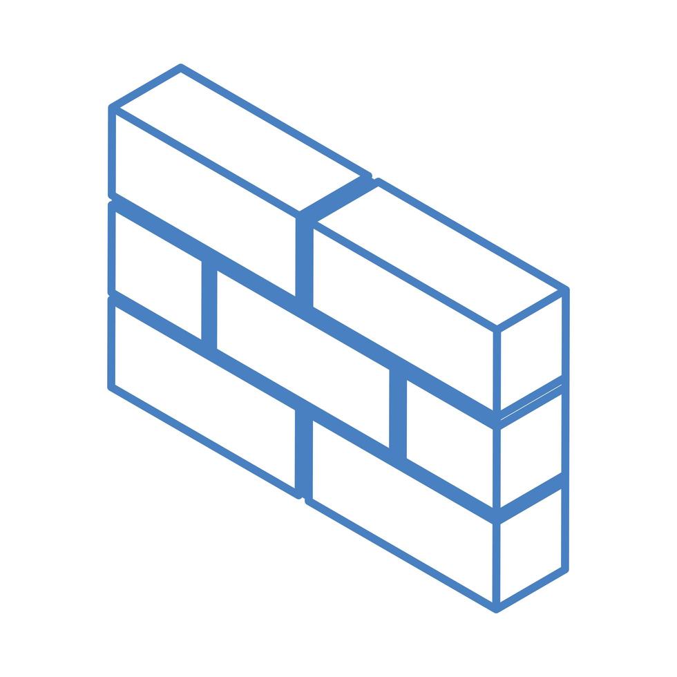 isometric repair construction wall brick work tool and equipment linear style icon design vector