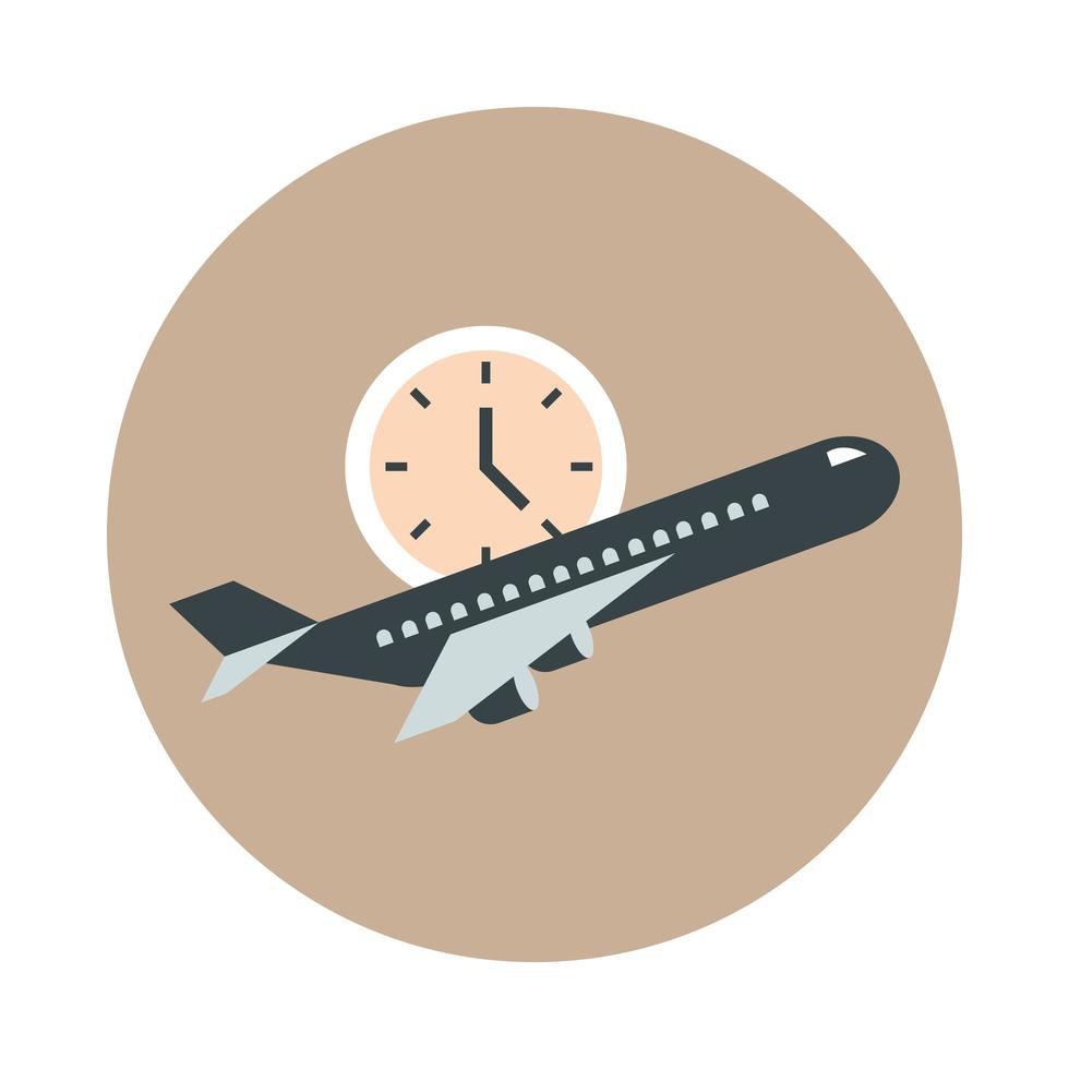 airport plane clock time travel transport terminal tourism or business block and flat style icon vector