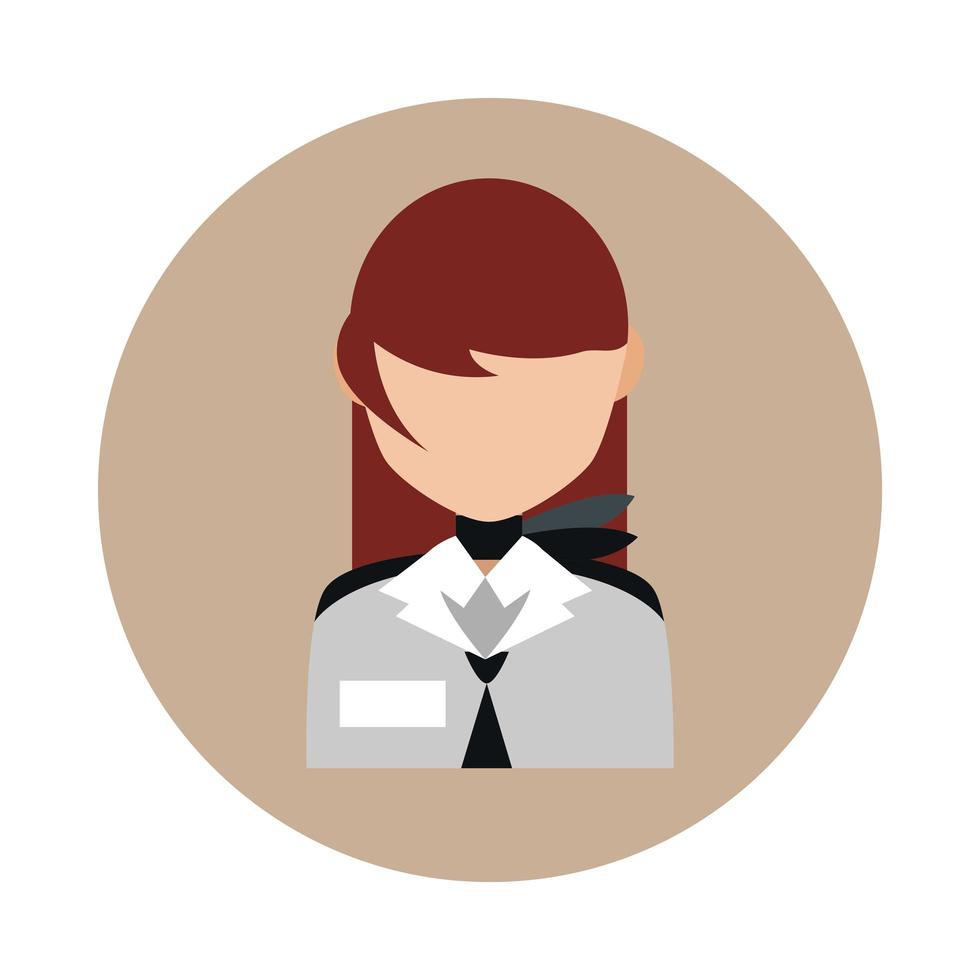 female stewardess airlines occupation professional block and flat style icon vector