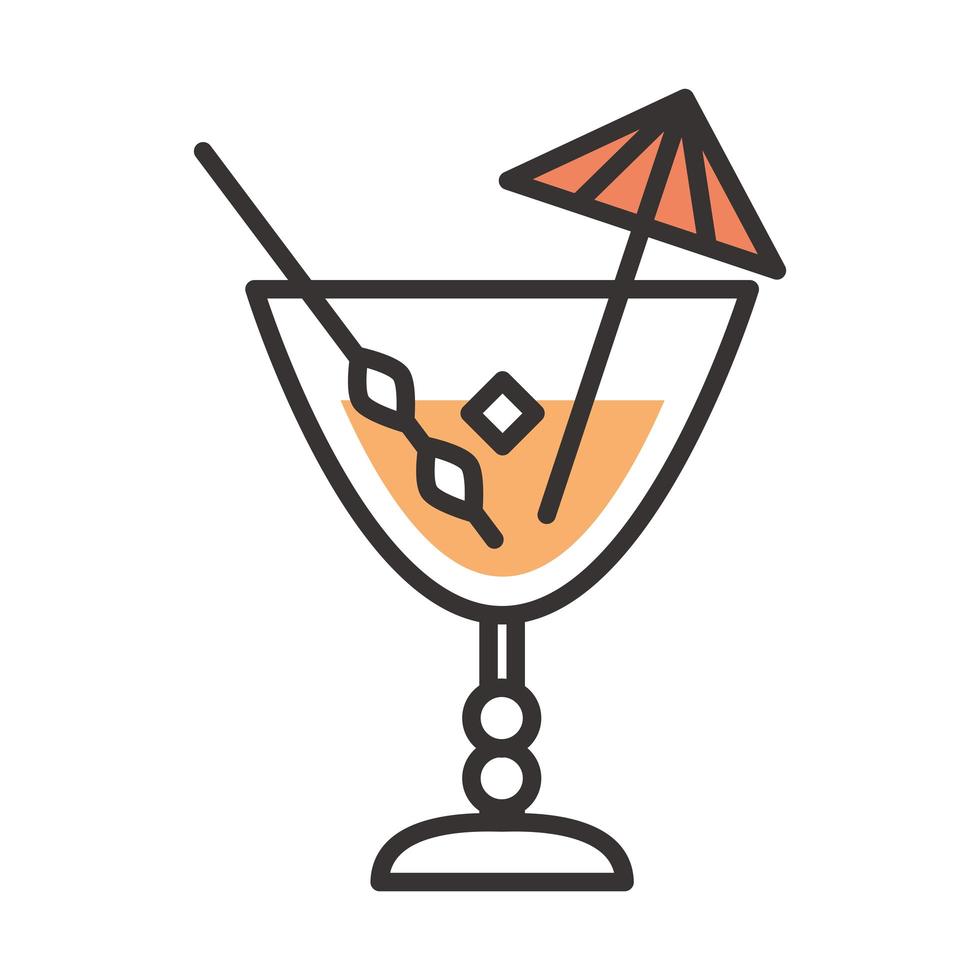 cocktail icon mixer and umbrella drink liquor refreshing alcohol line and fill design vector