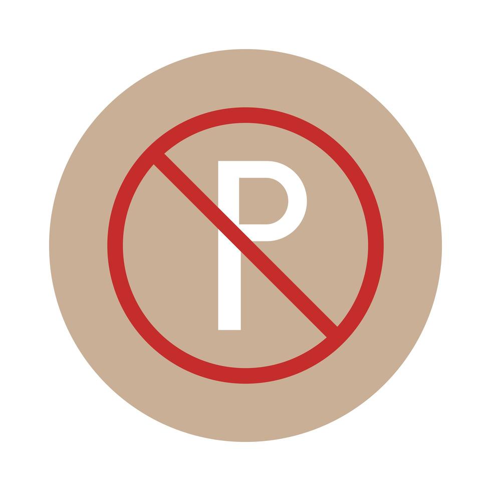 no parking sign in crossed out red circle block and flat style icon vector