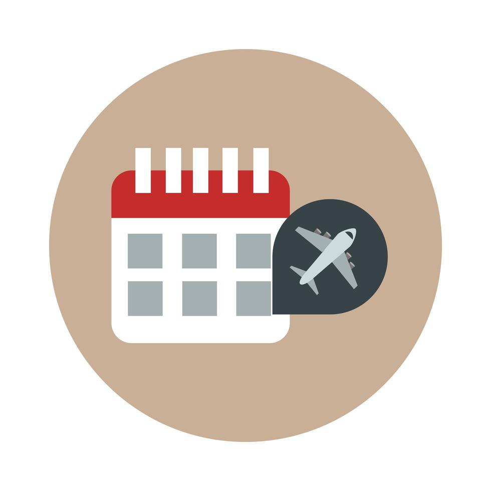 airport calendar reminder journey transport terminal tourism or business block and flat style icon vector