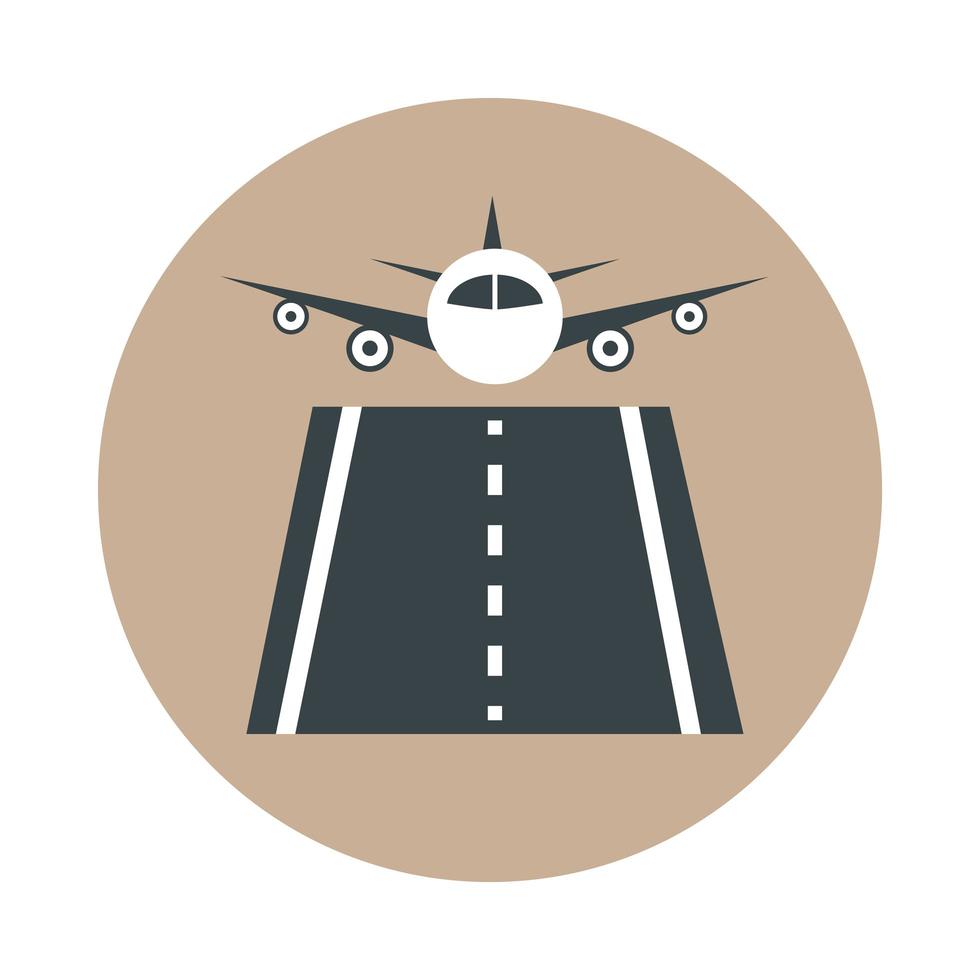 airport plane runway front view travel transport terminal tourism or business block and flat style icon vector