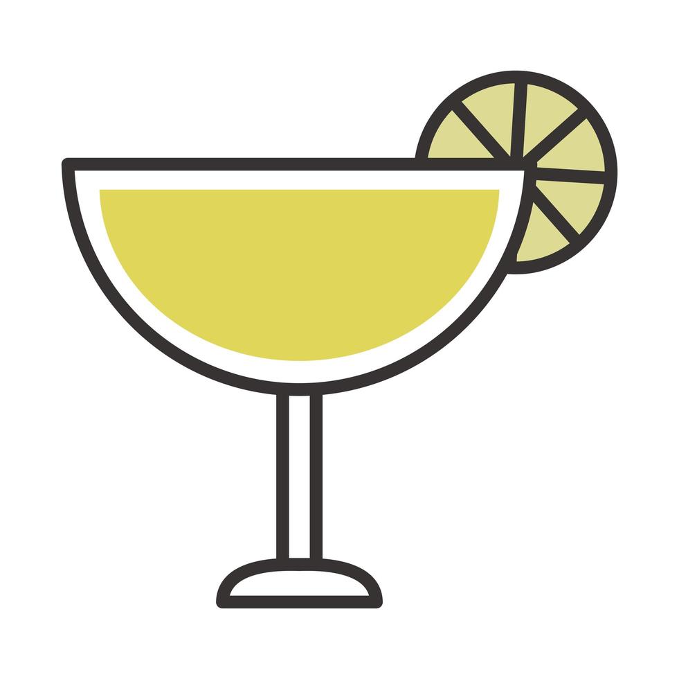 cocktail icon slice lemon drink liquor refreshing alcohol line and fill design vector