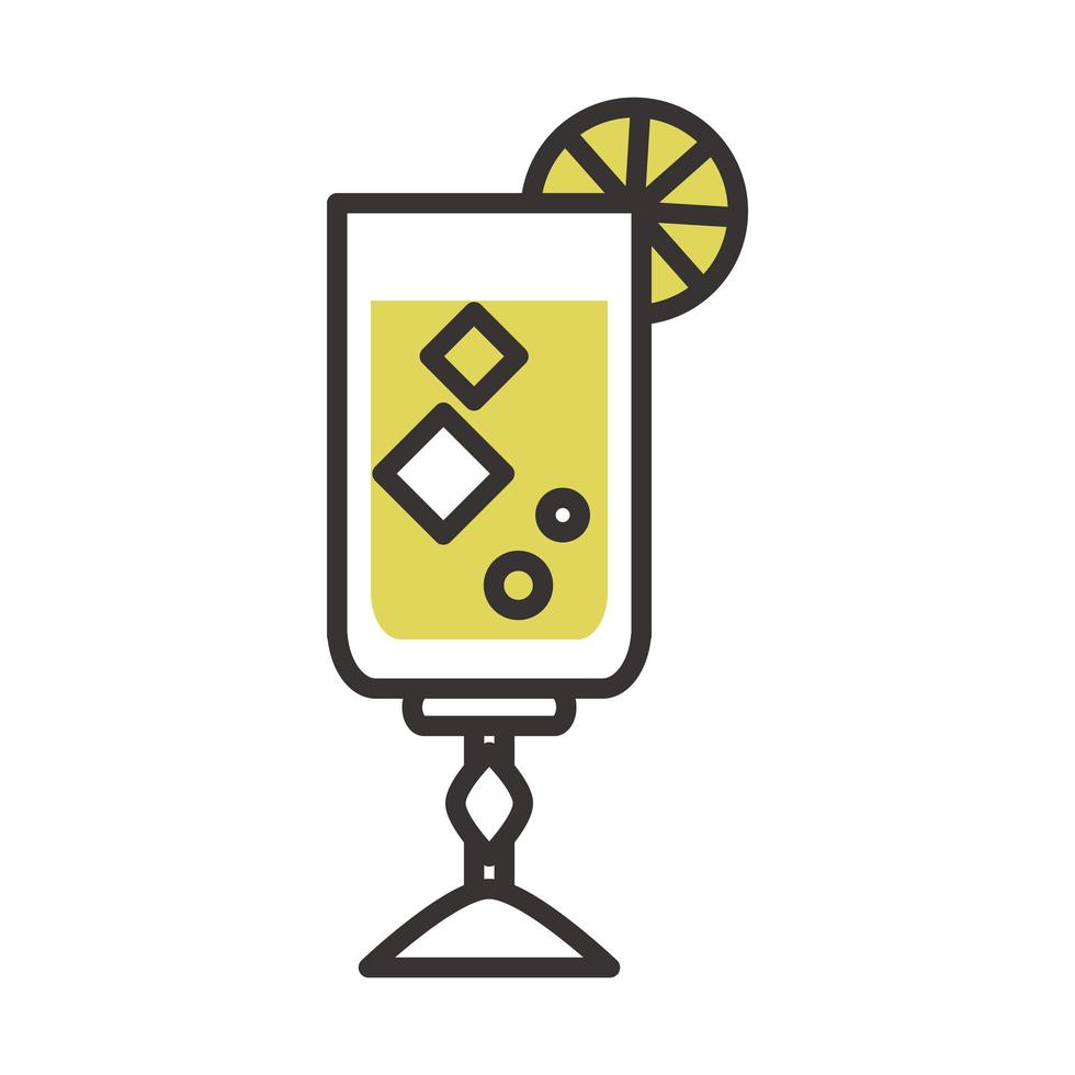 Cóctel icono de bebida alcohólica bebida línea de licor y diseño de relleno vector