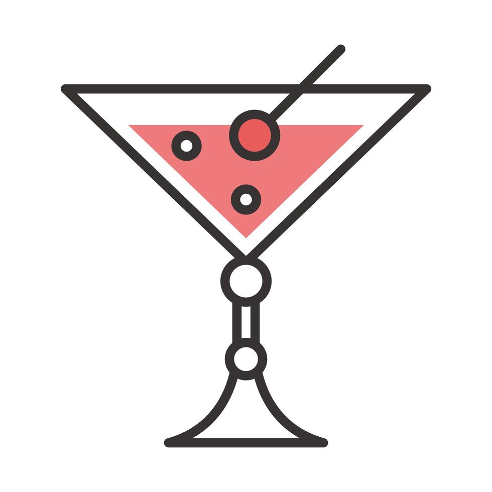 cocktail icon fresh juicy drink liquor alcohol line and fill design vector