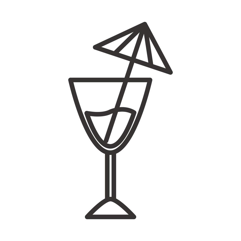 icono de cóctel vaso fresco con paraguas bebida licor alcohol diseño de estilo de línea vector