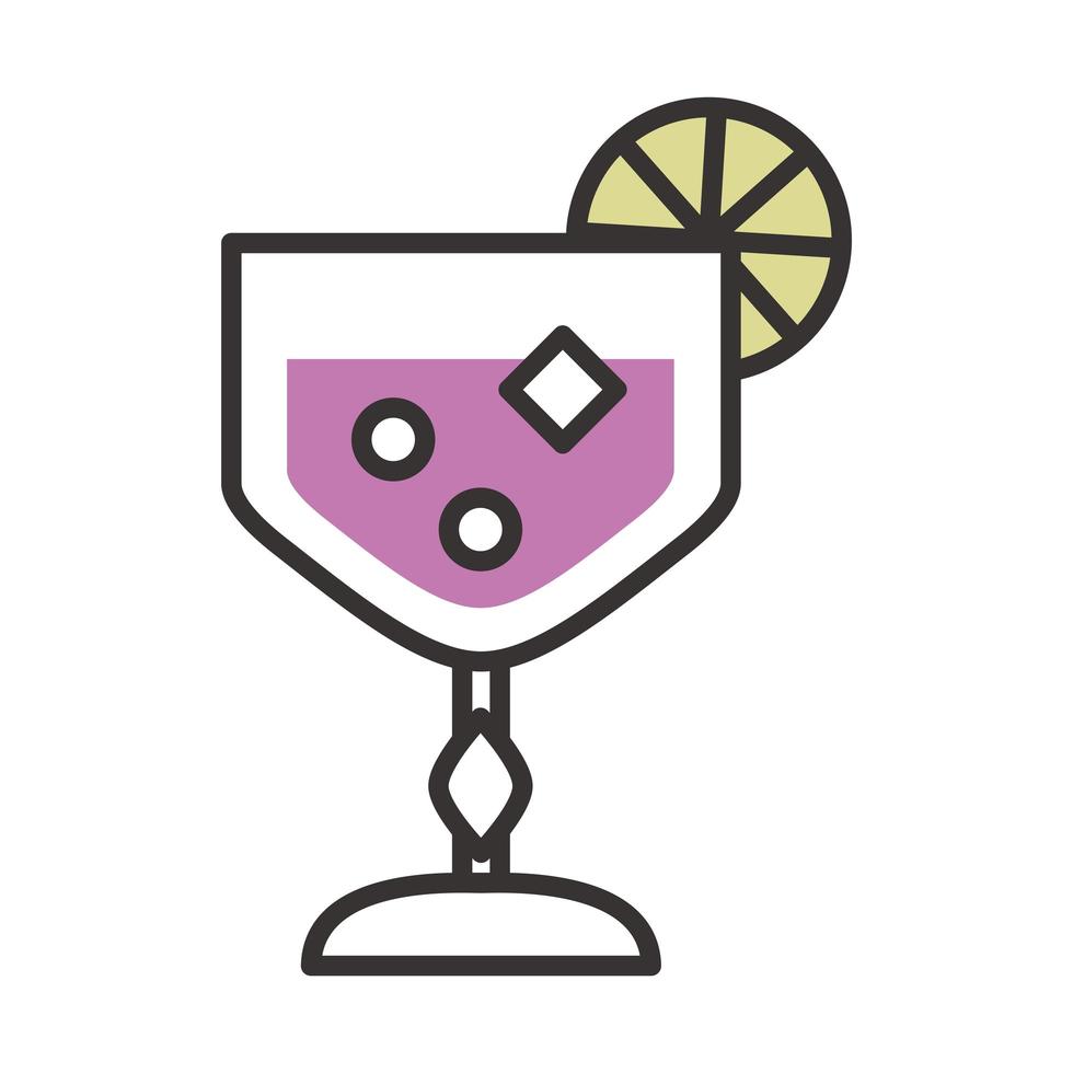 cocktail icon juice lime drink liquor refreshing alcohol line and fill design vector