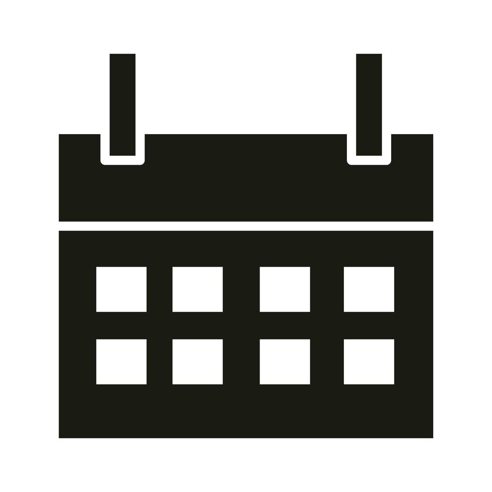 mobile application calendar reminder web button menu digital silhouette style icon vector