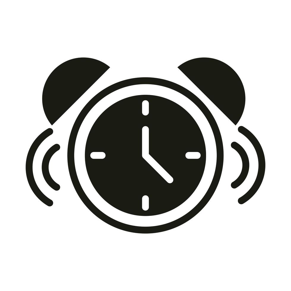 mobile application alarm clock time web button menu digital silhouette style icon vector